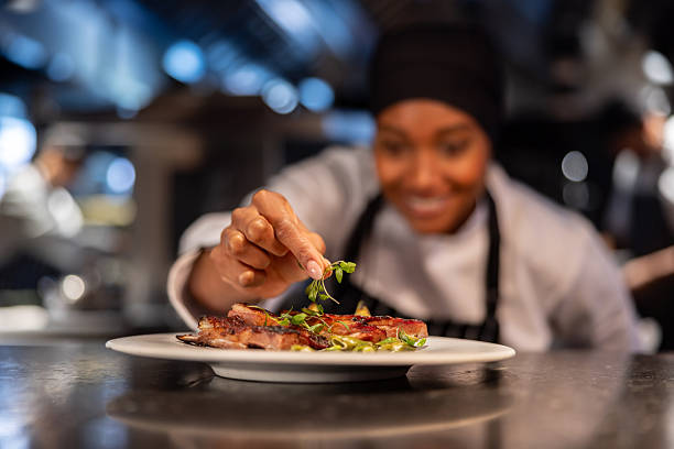 Chef plating a dish